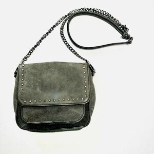 Rebecca Minkoff Purse S Charcoal Suede Studded Chain Crossbody Velvety Baddie